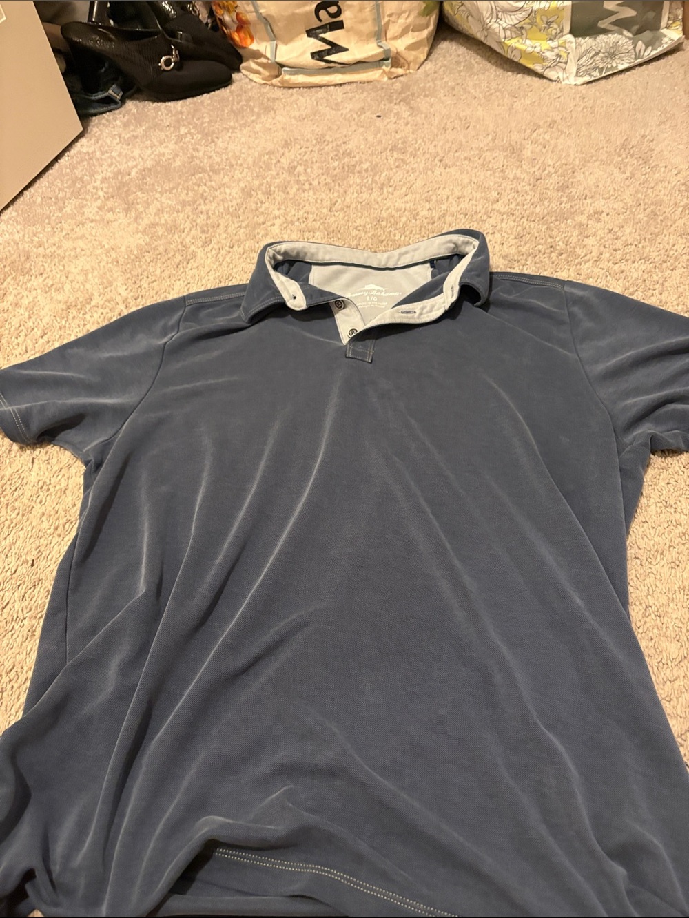 Tommy Bahama Men's Polo in Slate Blue with Light Contrast Collar